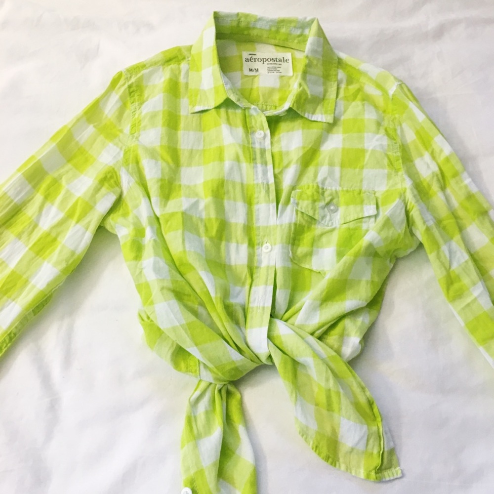 bright plaid shirt